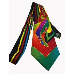 Colorful Evan-Picone 100% Silk Tie With Abstract Design & Stripes